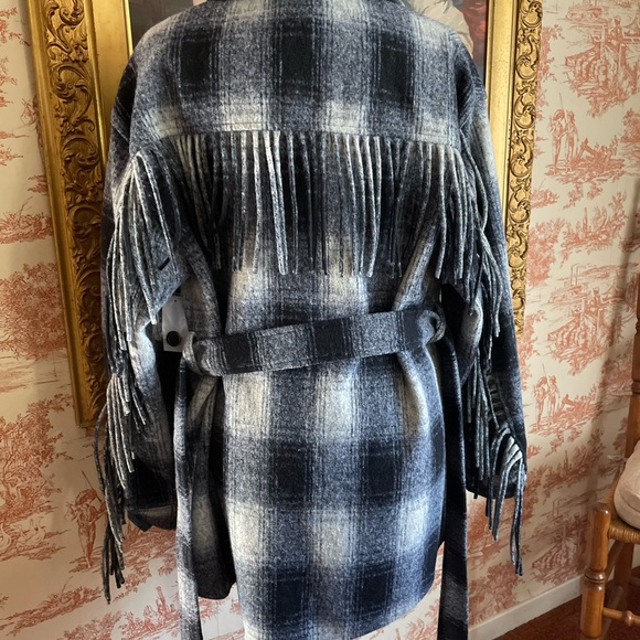 NWT Driftwood Jeans Fringed Plaid Coat - Picture 2 of 5